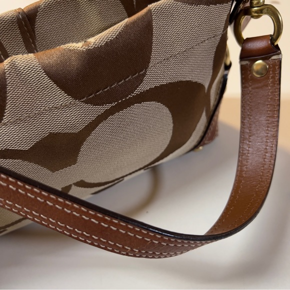 Coach Vintage Y2K Brown Big C Logo pattern Canvas Small Shoulder Wristlet Bag - Picture 7 of 16